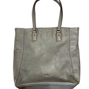 David Jones Paris Gray Vegan Leather Hobo Tote Shoulder Bag Purse
